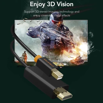 CABLETIME Mini Displayport-HDMI Kábel Mini DP 1.2 Thunderbolt Displayport Kábel HDMI 1080P na Povrchu pro 6 TV C054