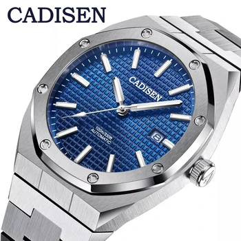 CADISEN Dizajnu Značky Luxusné Muži Hodinky Mechanické Automatické Modré Hodinky Muži, 100M Vodotesné Bežné Obchodné svetelný Náramkové hodinky