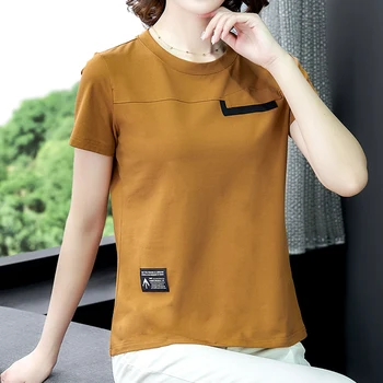 Camiseta Mujer Tričko Ženy Oblečenie Letné Top 2020 Krátky Rukáv T Shirt Žena Bavlna Kórejský Štýl T-Shirt Ženy Tee Tričko Femme