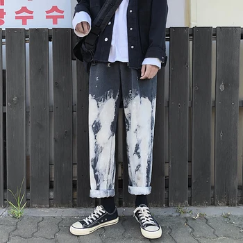 Camo Džínsy Muži Móda Vintage Umyté tie Dye výšivky Bežné Džínsové Nohavice Muž Streetwear Hip Hop Voľné Rovné Džínsy S-2XL