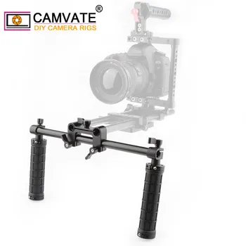 CAMVATE Fotoaparát Gumová Rukoväť Rvačce S 15 mm Extender Offset Rod Svorky Pre DSLR Fotoaparát /Videokameru Ramenný Plošinu Systém Podpory