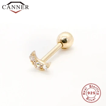 CANNER 1 Pár Reálne 925 sterling silver Stud Krištáľové náušnice Zirkón Piercing Earings pre Ženy, ucho, kosti Jemné Šperky pendientes