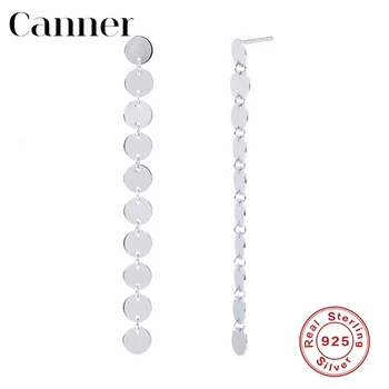 Canner 2020 Nové 925 Sterling Silver Stud Náušnice Pre Ženy Minimalistický Disk Jednoduché Kolo Reťazca Náušnice Jemné Šperky Aretes W4