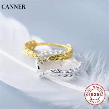 Canner 925 Sterling Silver Prstene Zlato, Striebro Pšenica Prst Prsteň Pre Ženy Mier Symbol Strana Krúžky Žena Rastlín Šperky