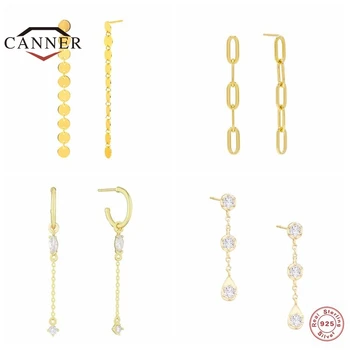 CANNER 925 Sterling Silver Stud Náušnice Pre Ženy, Nový Módny Papier Klip Reťazca náušnice, Piercing Earings Šperky Darček Pendientes