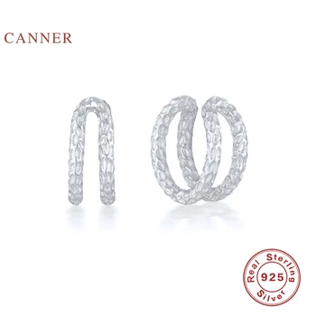 CANNER Jednoduché Geometrické Zámok Tvar Náušnice Pre Ženy, Skutočné 925 Sterling Silver Náušnice Obruče Zirkón kórejský Šperky Pendientes