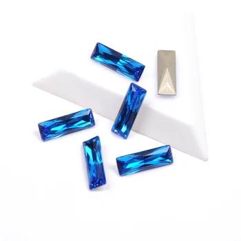 Capri Blue Farba Nechtov Crystal Kamene Princezná Bageta Tvar Pointback Kamienkami Pre 3D Nechty Dizajn Umelecké Dekorácie