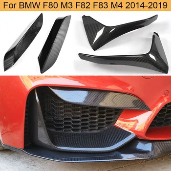 Carbon Fiber Auto Predný Nárazník Štiepačky na BMW F80 M3 Sedan 4D F82 F83 M4 Kupé 2D-2019 Predný Splitter Hmlové Svietidlo Výbava Kryt