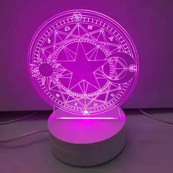 Card Captor Sakura Jasné Karty Clow Magic 3d LED Nočné Svetlo Lampy teplé Darčeky JA55