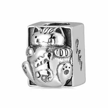 Cartoon box cat korálky 925 Sterling Silver zobrazili kľúčové tlačidlá pre Šperky, Takže sa zmestí Pôvodné Európe Náramky Dizajnér Charms