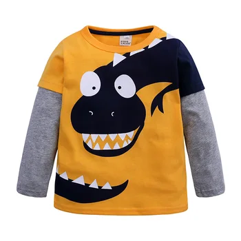 Cartoon Dinosaura Chlapci Dlhý Rukáv T Shirt Pre 2-8Years Staré Bavlna Deti Deti Chlapcov Topy Tees T Shirt Jar, Jeseň