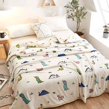 Cartoon Dinosaura na Biele Tenké hodí Deka Fleece Multisize Bedsheet Multifunkčné prehoz cez posteľ na Gauč Posteľ Lietadlo Cestovanie