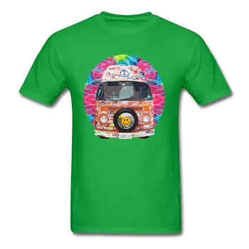 Cartoon Groovy Hippie Van Tričko Úplne Nové Letné/Jeseň O-Krku Čistej Bavlny Krátky Rukáv T Shirt Vlastné Topy, Tričká Pre Chlapca