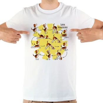 Cartoon jogy beagle psa vtipné tričko mužov 2018 lete nová biela bežné krátky rukáv homme cool tričko