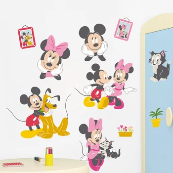 Cartoon mickey minnie mouse pluto mačka samolepky na stenu spálne domova disney stenu pvc nástenné art diy plagáty príslušenstvo