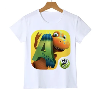Cartoon Monster obľúbený Dinosaurus Print T shirt Dinosaur Train Krátke Sleeve Tee Dievčatá Zvierat tričko camisetaY20-2