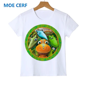 Cartoon Monster obľúbený Dinosaurus Print T shirt Dinosaur Train Krátke Sleeve Tee Dievčatá Zvierat tričko camisetaY20-2