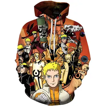 Cartoon Naruto Gaara 3D Tlač Bunda Muži/Ženy Hip Hop Hoodies Dlhé rukávy Bežné Anime Mikina japonský streetwear Bundy