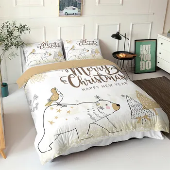 Cartoon Polar Bear Deti Jednu Perinu Set Roztomilé Zviera 3D Posteľná Bielizeň, bytový Textil Posteľ Kryt Twin Kráľovná Kráľ posteľná bielizeň Dieťa