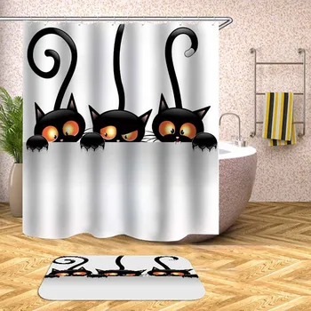 Cartoon Zvieratá Sprchový Záves Nepremokavé Vaňa Závesy pre Kúpeľni Vaňa na Kúpanie Kryt Extra Veľké Široké 12pcs Háčiky
