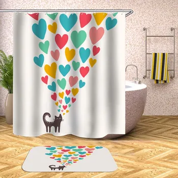 Cartoon Zvieratá Sprchový Záves Nepremokavé Vaňa Závesy pre Kúpeľni Vaňa na Kúpanie Kryt Extra Veľké Široké 12pcs Háčiky