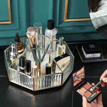 Casegrace Luxusné Rotujúce Sklo Make-Up Úložný Box Kozmetické Box Šperky Štetec, Ceruzka Rúž Držiteľ Tvoria Nástroj Prípade Organizátor