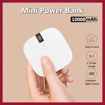 CASEIER 10000mAh Mini Power Banky, LED Digitálny Displej Rýchle Nabíjanie Malé Prenosné Nabíjačky Powerbank Bankového Powered Naklonil 10000