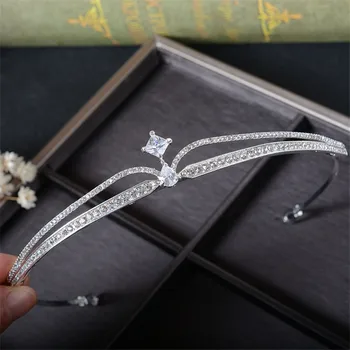 CC hairbands tiaras a koruny, zapojenie svadobné vlasové doplnky pre nevesty šperky jednoduchý dizajn kubický zirkón kameň darček HG742