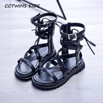 CCTWINS Deti Topánky 2020 Letné Baby Dievčatá Módne Gladiator Sandále Pre Deti Čierny Plochý Batoľa Značku Soft Topánky BG183
