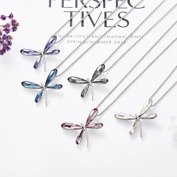 CDE Ženy Dragonfly Hmyzu Prívesok Náhrdelník s Kryštálom od Swarovski Luxusné Módne Šperky pre Priateľku, Darček k Narodeninám