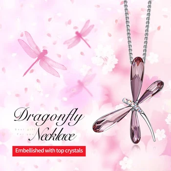 CDE Ženy Dragonfly Hmyzu Prívesok Náhrdelník s Kryštálom od Swarovski Luxusné Módne Šperky pre Priateľku, Darček k Narodeninám