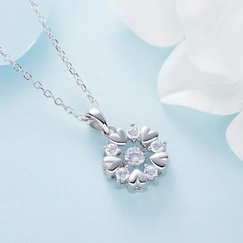 Cdyle Luxus Elegantných Srdce Kvetinové Kúzlo Náhrdelník s AAA Cubic Zirconia pre Ženy, Svadobné Šperky 925 Sterling Silver Náhrdelník