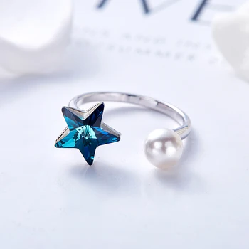 Cdyle Minimalistický Beach Trendy Šperkov od Swarovski Crystal Star Tvar Perly Prst Prsteň Otvorte Nastaviteľné Prstene pre Ženy