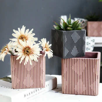 Cement kvetináč formy priečne pruhované vzoru kvetináč silikónové formy jednoduché kreatívny dizajn domácej záhrade zasadiť kvetináč plesní