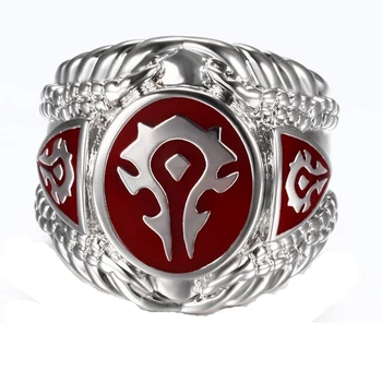 CFBulongs Osobnosti Panovačný Červená A Čierna World Of Warcraft Logo Mužov Krúžok Titánové Ocele Mužov Aliancie Hegemóniu Krúžok Hry