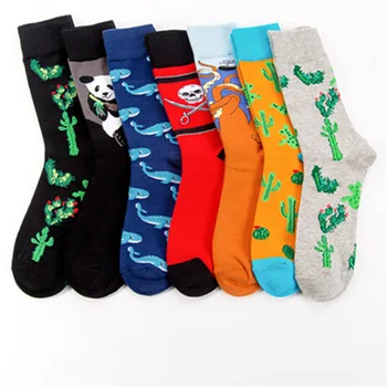 CHAOZHU Mužov Bežné Posádky Ponožky Legrační Karikatúra Panda Kaktus Lebky Veľryba Žakárové Dlhé Jesenné Zimné Bavlna Pletenie Značky Ponožky