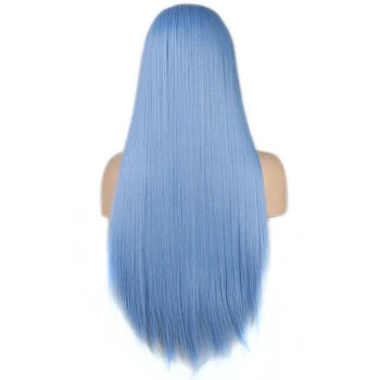 Charizma Svetlo Modrá Parochne pre Ženy Hodvábne Rovné Vlasy, Syntetické Parochne Vysokej Teplote Vlákno Cosplay Parochňu