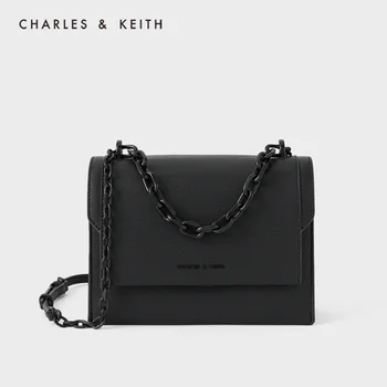 CHARLES＆KEITH Nový Príchod na Jeseň 2020 CK2-80701061-1Women taška cez rameno reťazca klapka-otvoriť malé námestie, taška
