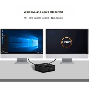 Chatreey AC1-Z bez ventilátora mini pc intel J3455 J4125 Quad core windows 10 linux, Dual HDMI priemyselný počítač HTPC