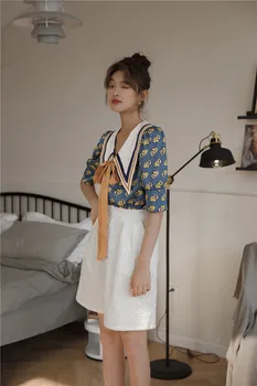 CHEERART Klasická Blúzka Ženy Letné Top Voľné Luk Veľký Golier Dizajnér Dámy Kravatu Prednej Hornej kórejský Módne Oblečenie 2020