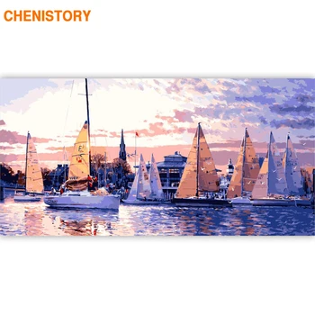 CHENISTORY 60x120cm plachetnici Šírku Rámu DIY Maľovanie Podľa Čísel Veľké Veľkosti, Ručne Maľované olejomaľba Na Plátne Domov Dekoroch