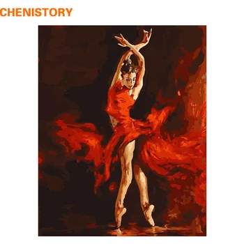 CHENISTORY Oheň Balet Tanečník DIY Digitálne Maľovanie Podľa Čísel Auta Sfarbenie Maľovanie Podľa Čísel Wall Art Obraz Na Stenu, Kresby
