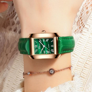 CHENXI Top Značky Luxusné Elegantné Ženy Quartz Hodinky Malachit Zelená Bežné Nepremokavé Kožené Dámske Náramkové hodinky Relogio Feminino