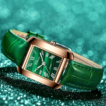 CHENXI Top Značky Luxusné Elegantné Ženy Quartz Hodinky Malachit Zelená Bežné Nepremokavé Kožené Dámske Náramkové hodinky Relogio Feminino