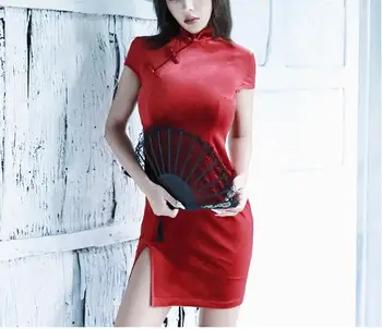 Cheongsam Žena Retro Lepšiu Šaty Žien Národnej Štýl Sexy Malé Čierne Šaty Žien žijúcich Oblečenie