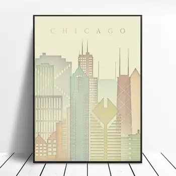 Chicago Illinois Skyline Umelecké Plátno Plagát Domáce Dekorácie Maľovanie Bez Rámu
