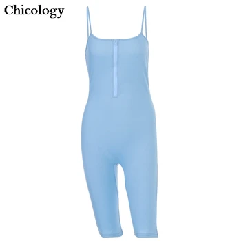 Chicology knite bodycon playsuit zips bez rukávov 2020 leto, jeseň romper ženy sexy krátka jumpsuit oblečenie žien streetwear