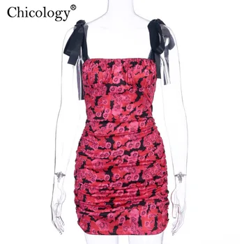 Chicology kvetinová čipka up široký popruh, mini šaty žien neon bodycon party club oblečenie 2019 jeseň zima sexy šaty lady bežné