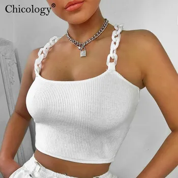 Chicology reťazca popruh zrastov camis plodín top 2020 lete ženy sexy streetwear punk móda žena bez rukávov party club oblečenie