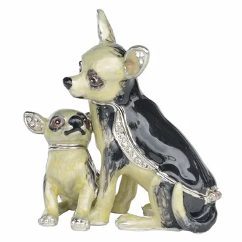 Chihuahua Psa Trinket Box Cín Ručne vyrábané Šperky Box Psa Údaje Darčeky pre Milovníkov domácich maznáčikov